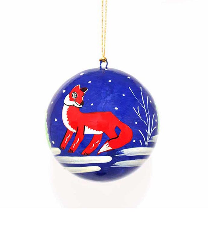 Handpainted Fox Ornament - Set Of 3
